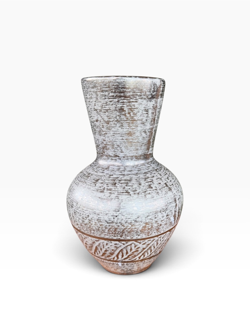 Vintage Stangl Colonial Silver Platina Pottery Vase 9.5” Mid Century